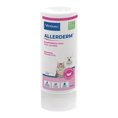 Frasco de champú Allerderm Piel Sensible de Virbac, 250 ml